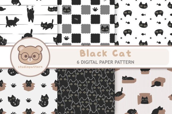 Black Cat Seamless Pattern Bundles: A Versatile Design Resource for Creative Projects