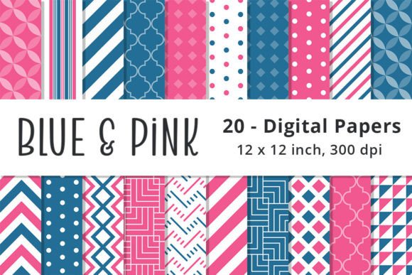 Blue and Pink Digital Paper Backgrounds: A Versatile Design Resource
