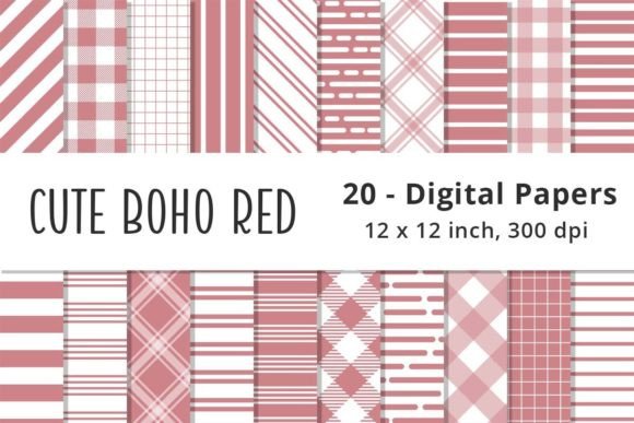 Cute Boho Red Stripes Scrapbook Papers: A Versatile Design Resource for Modern Creatives
