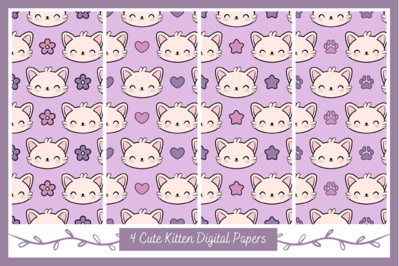 Cute Kawaii Kitty Cat Digital Paper: A Versatile and Adorable Design Resource
