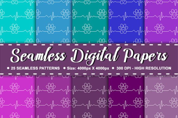 Dog Heartbeat Digital Papers Pack: A Creative Resource for Designers and Dog Lovers