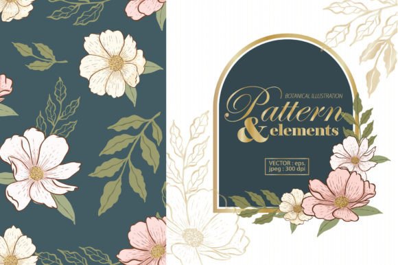 Flower Elements and Seamless Pattern for Creative Projects and Design Workflows