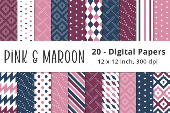 Navy Maroon Pink Digital Backgrounds