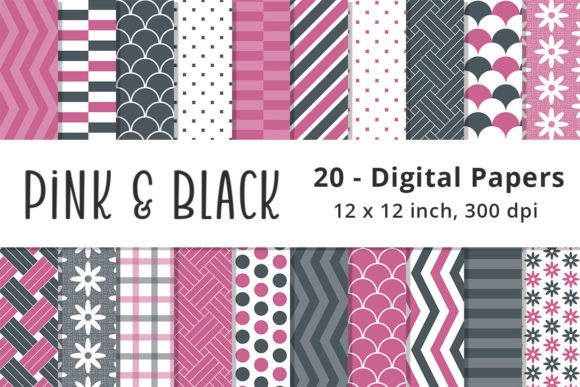 Pink and Black Digital Paper Backgrounds: A Creative Resource for Designers and Crafters