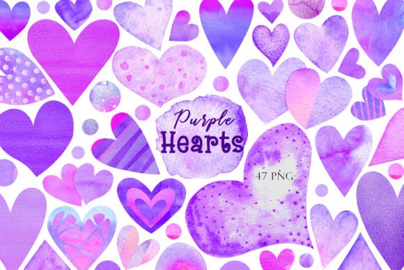 Purple Hearts Watercolor Set: A Versatile Tool for Romantic Graphic Design