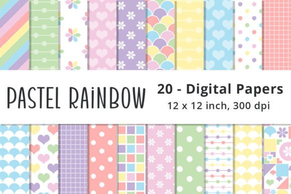 Rainbow Color Pastel Digital Paper Pack: A Versatile Design Resource for Creative Projects