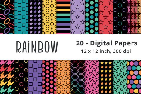 Rainbow Color Printable Patterned Paper