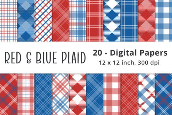 Red White Blue Plaid Backgrounds for Creative Projects
