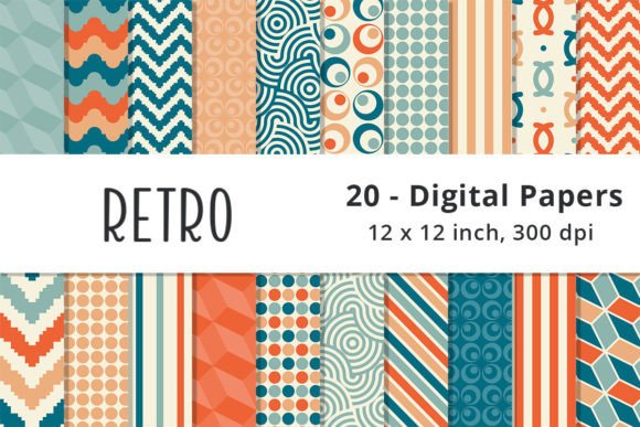 Retro Orange and Teal Pattern Paper: A Timeless Design Resource for Creatives