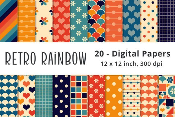 Retro Rainbow Color Scrapbooking Papers: A Timeless Design Tool for Creatives