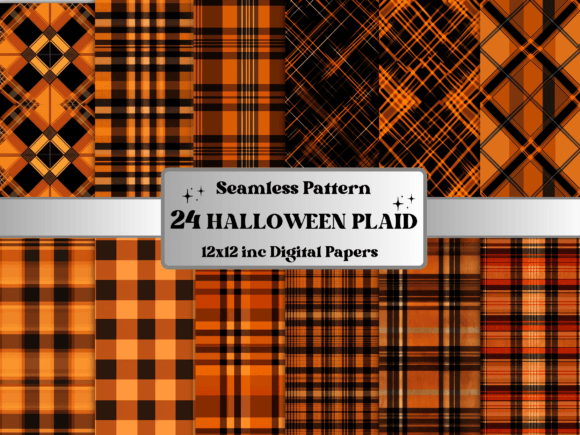 Seamless Halloween Plaid Digital Paper
