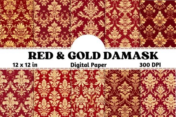Seamless Red and Gold Damask Pattern: A Strategic Design Element for Creative and Professional Projects