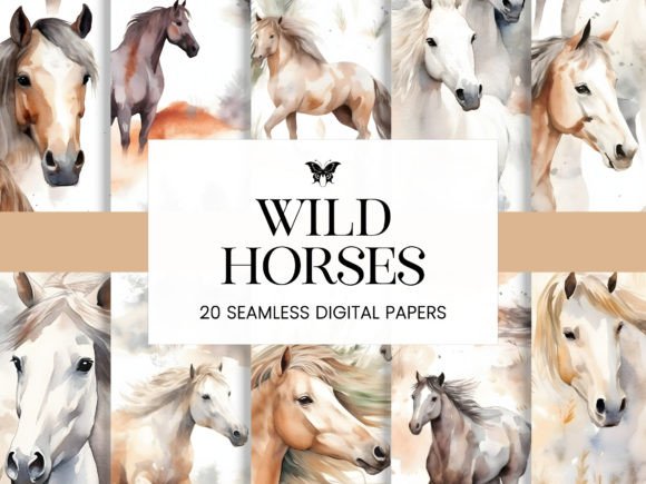 Wild Horses Rustic Western Watercolor: A Versatile Design for Creative and Commercial Use